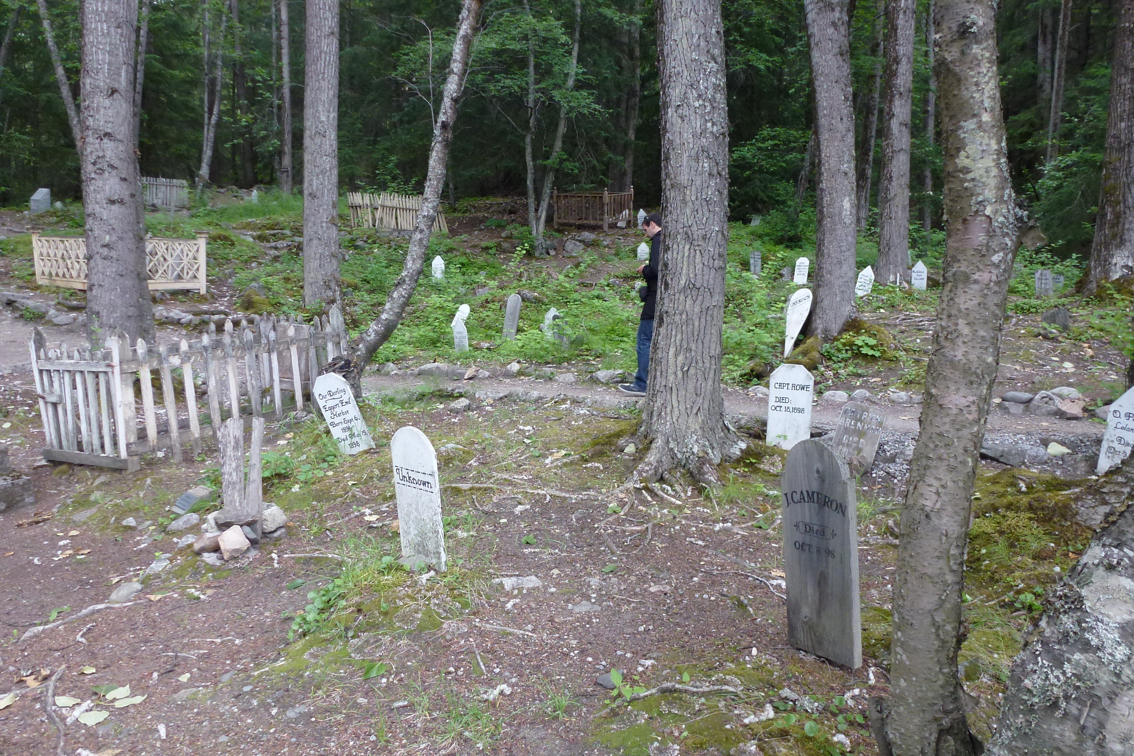 Unknown graves in Skagway's Gold Rush Cemetery, Alaska