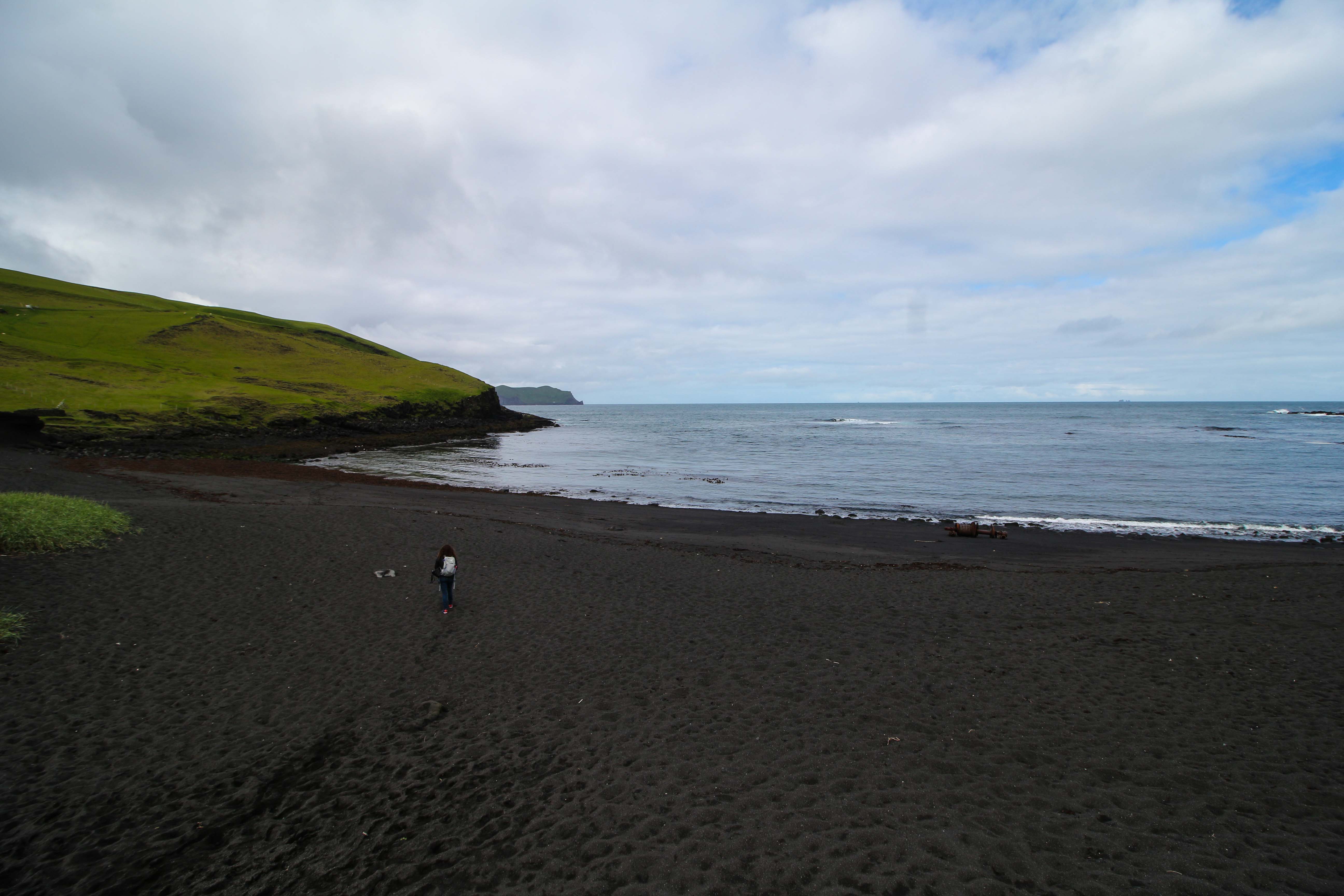 A black sand beach in Heimaey Westman Islands Iceland