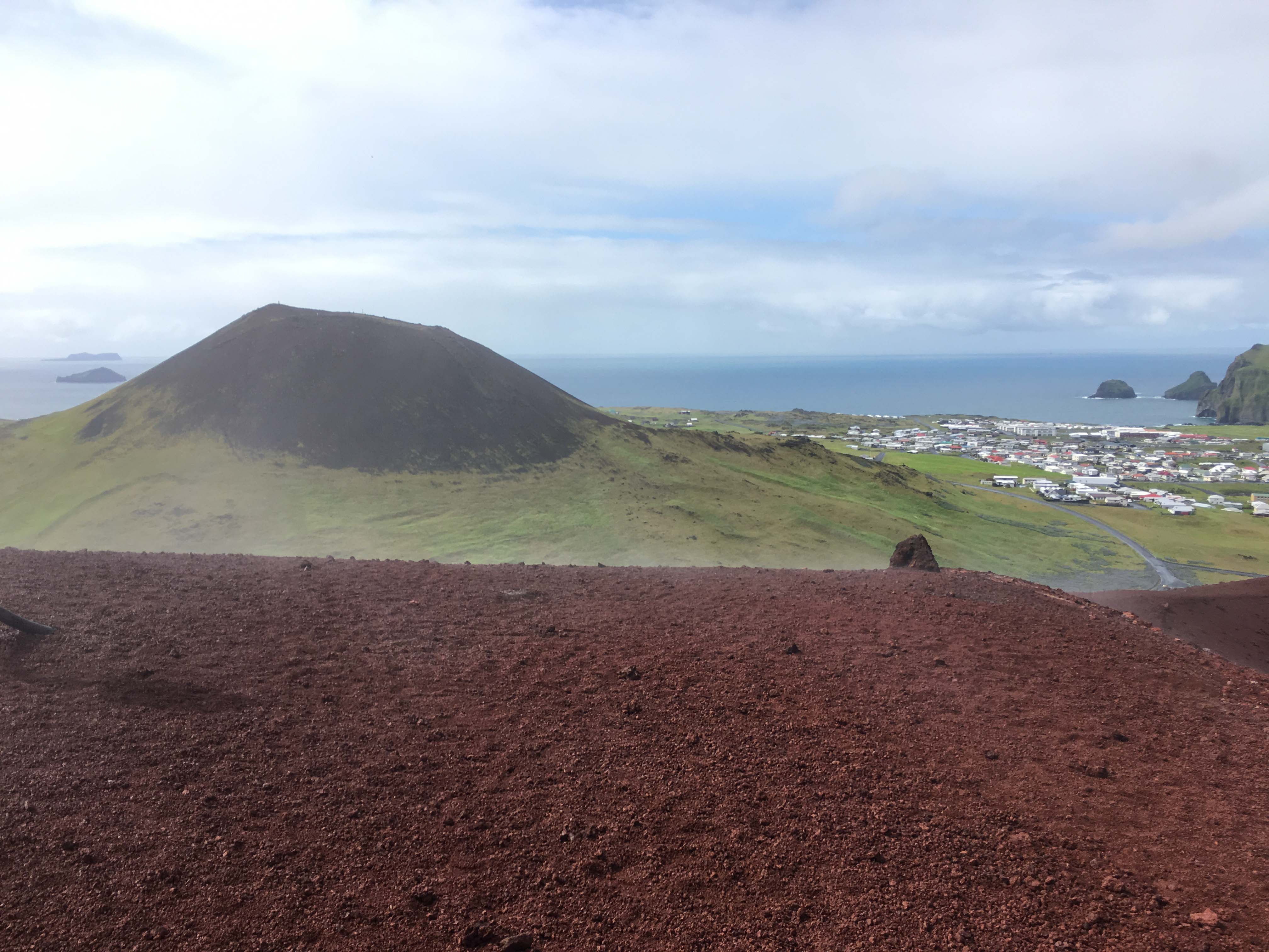 Steam rising off Eldfell volcano in Heimaey