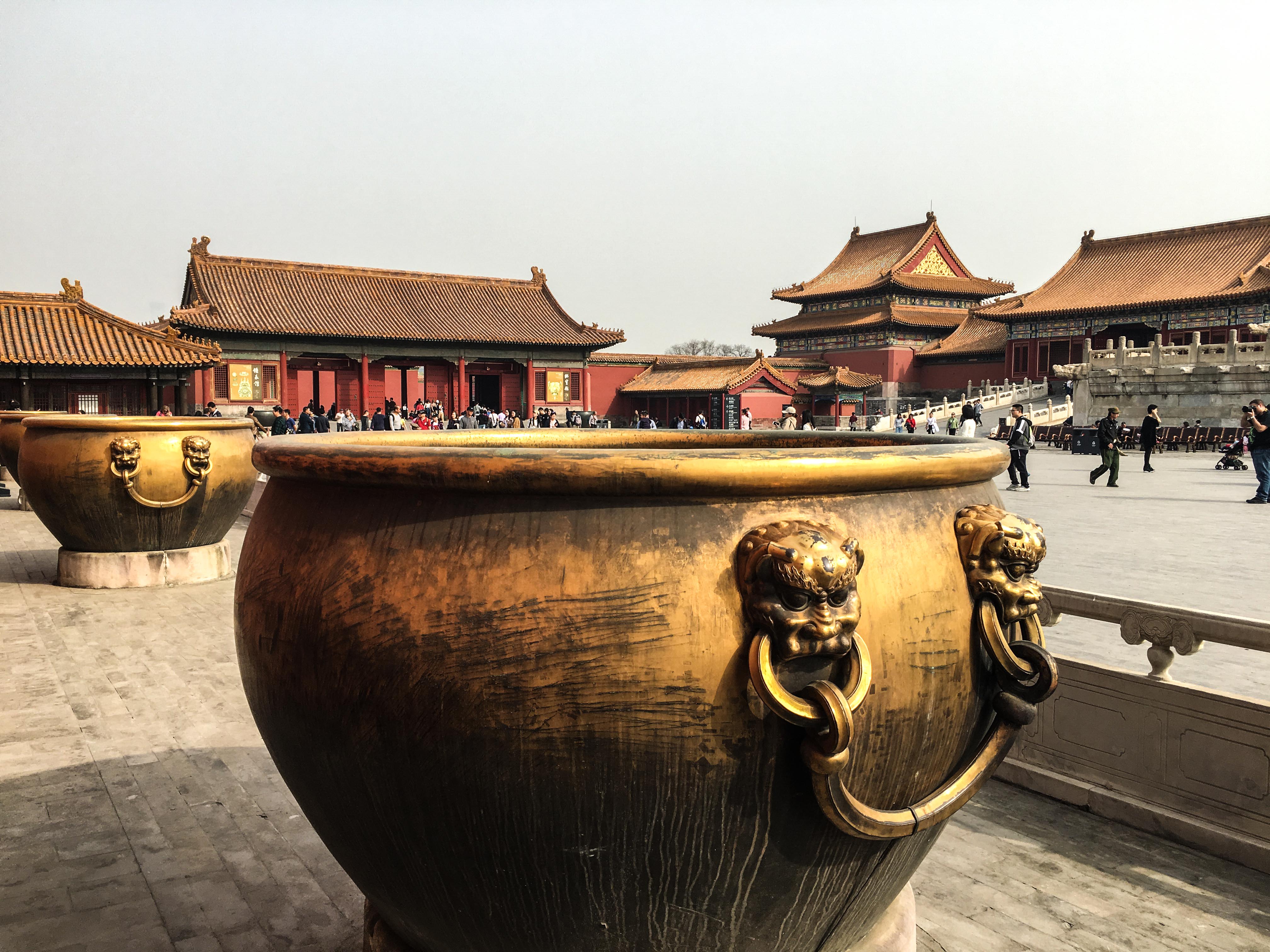 Copper vats used to put out fires in the forbidden city