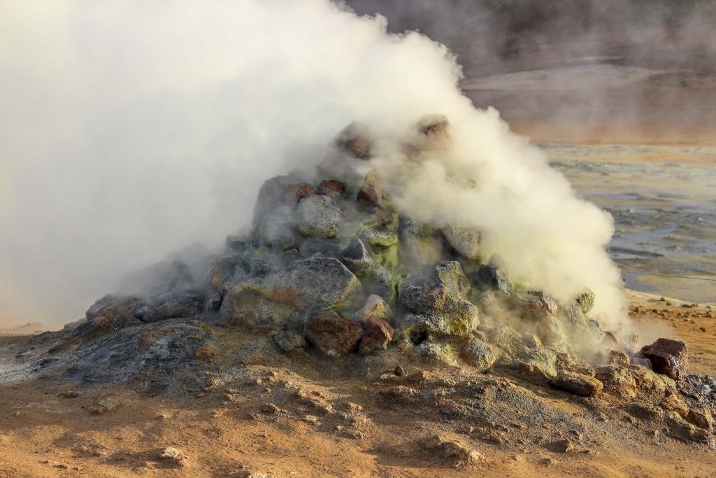 Steaming fumarole in Namafjall Hverir, Iceland